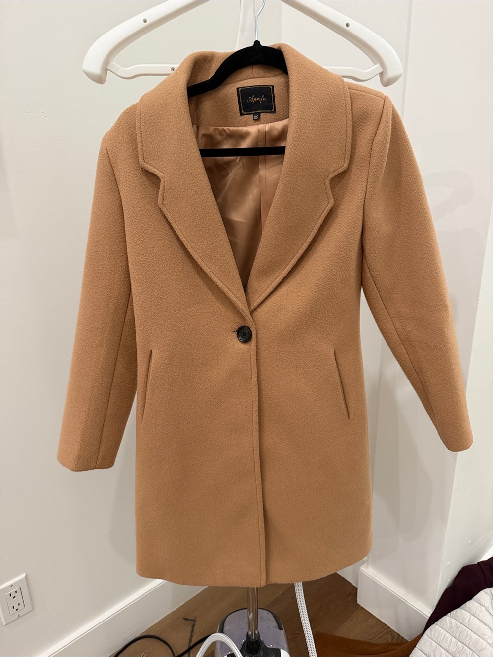 Camel Single-Button Wool-Blend Pea Coat